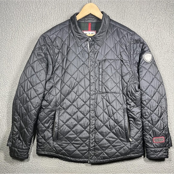 Alp n Rock Jacket Mens XL Black Diamond Quilt Snap Front Plaid Lined Zip Pockets
